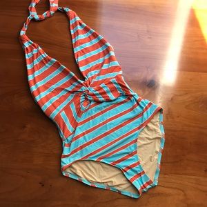 Anthropologie ALLIHOP Twist Front Halter Swimsuit